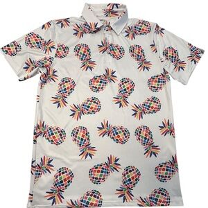 Proud 90 Pineapple Print Men's Performance Golf Polo Shirt‎ Large